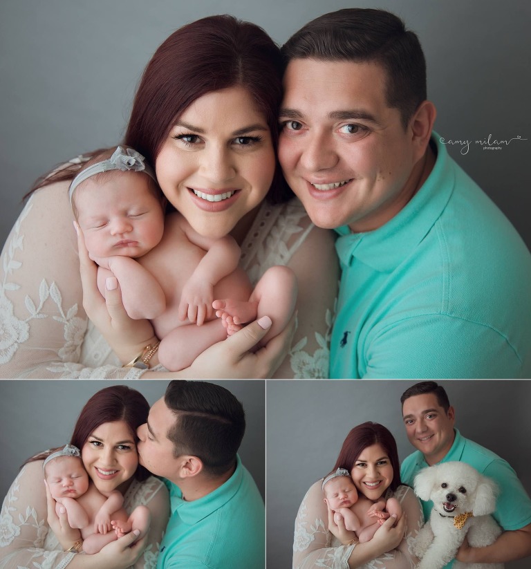 family newborn photography gray backdrop