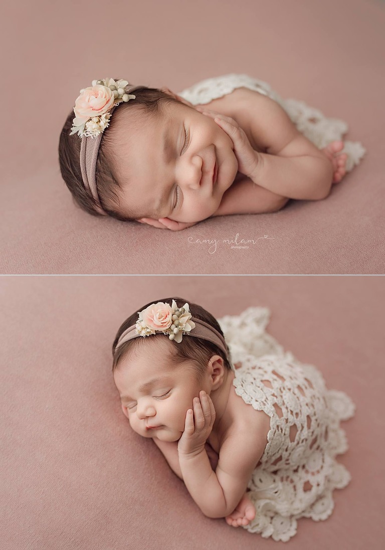 Newborn girl photography session, New Orleans. 
